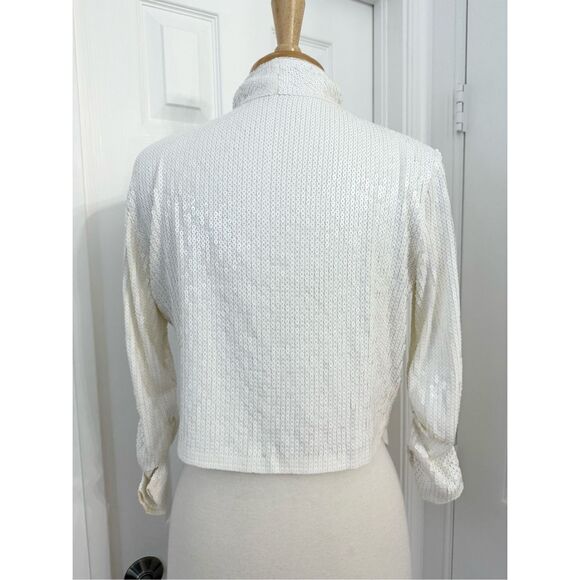 Harrison Morgan White Waterfall Open Front Cardigan Top M/L - Picture 4 of 5